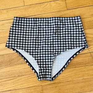 J.Crew High-Waisted Bikini Bottom, Women's Size S, Black/White